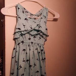 Mint green flamingo girls dress .